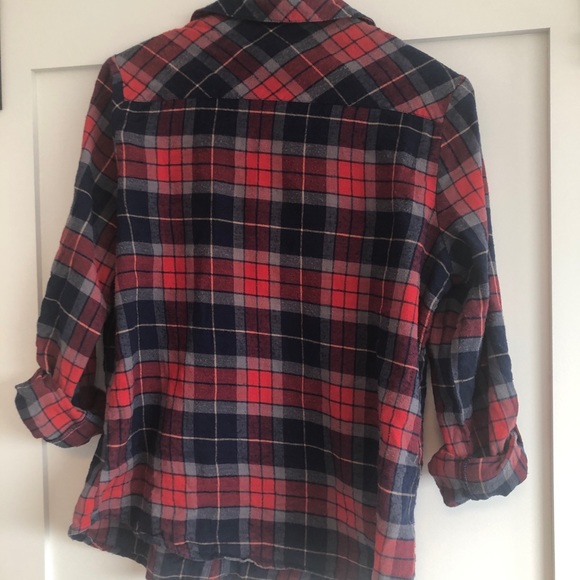 Red, plaid button up - Picture 2 of 4